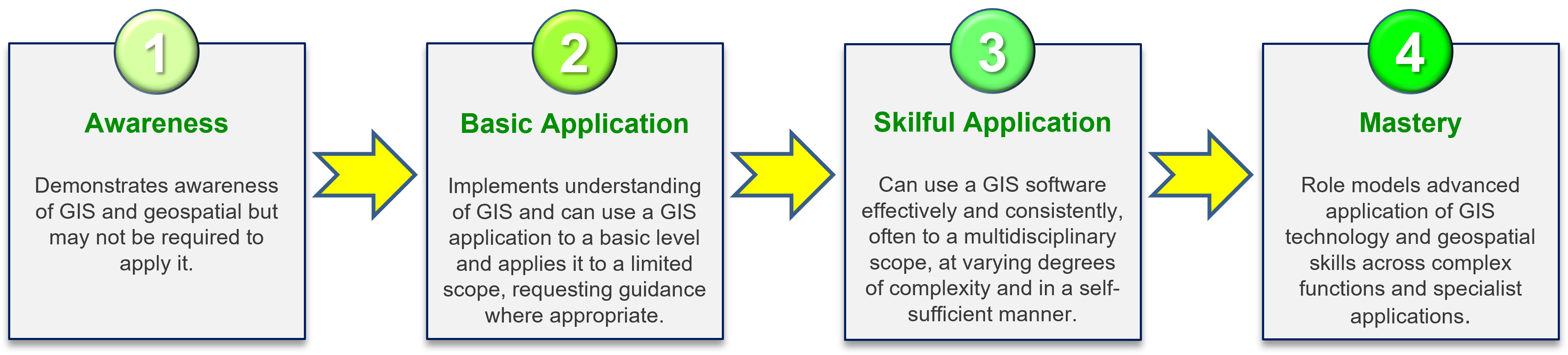 Four levels of GIS247's GIS & Geospatial Skills Framework